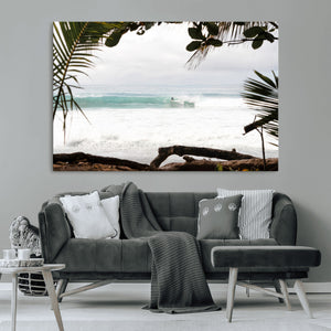 Tropical Surf Wall Art Canvas Print – Framed Palm Tree View