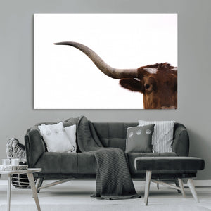 Texas Longhorn Wall Art Canvas Print – Framed Minimalist Cow