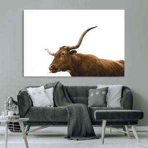 Longhorn Cow Wall Art Canvas Print – Framed Rustic Animal