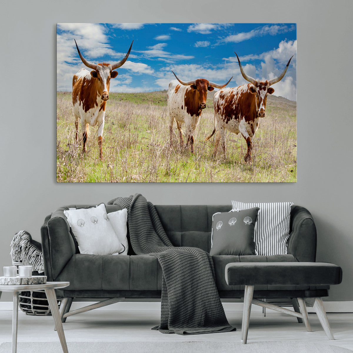 Texas Longhorn Wall Art Canvas Print – Framed Western Decor