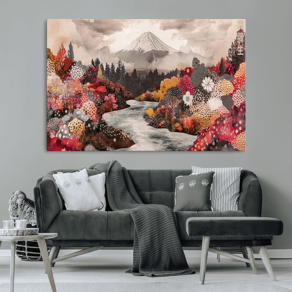 Mountain Wall Art Canvas Print – Framed Autumn Forest