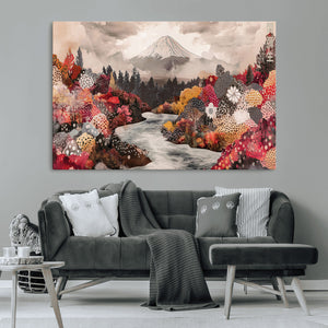 Mountain Wall Art Canvas Print – Framed Autumn Forest