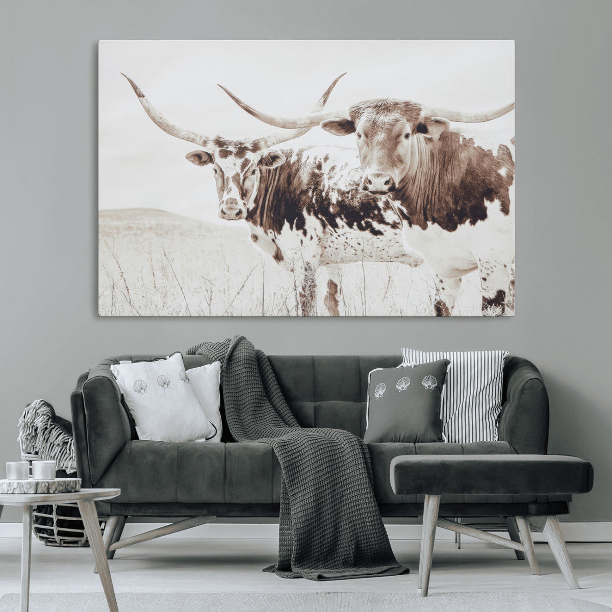 Longhorn Wall Art Canvas Print – Framed Western Cow Canvas