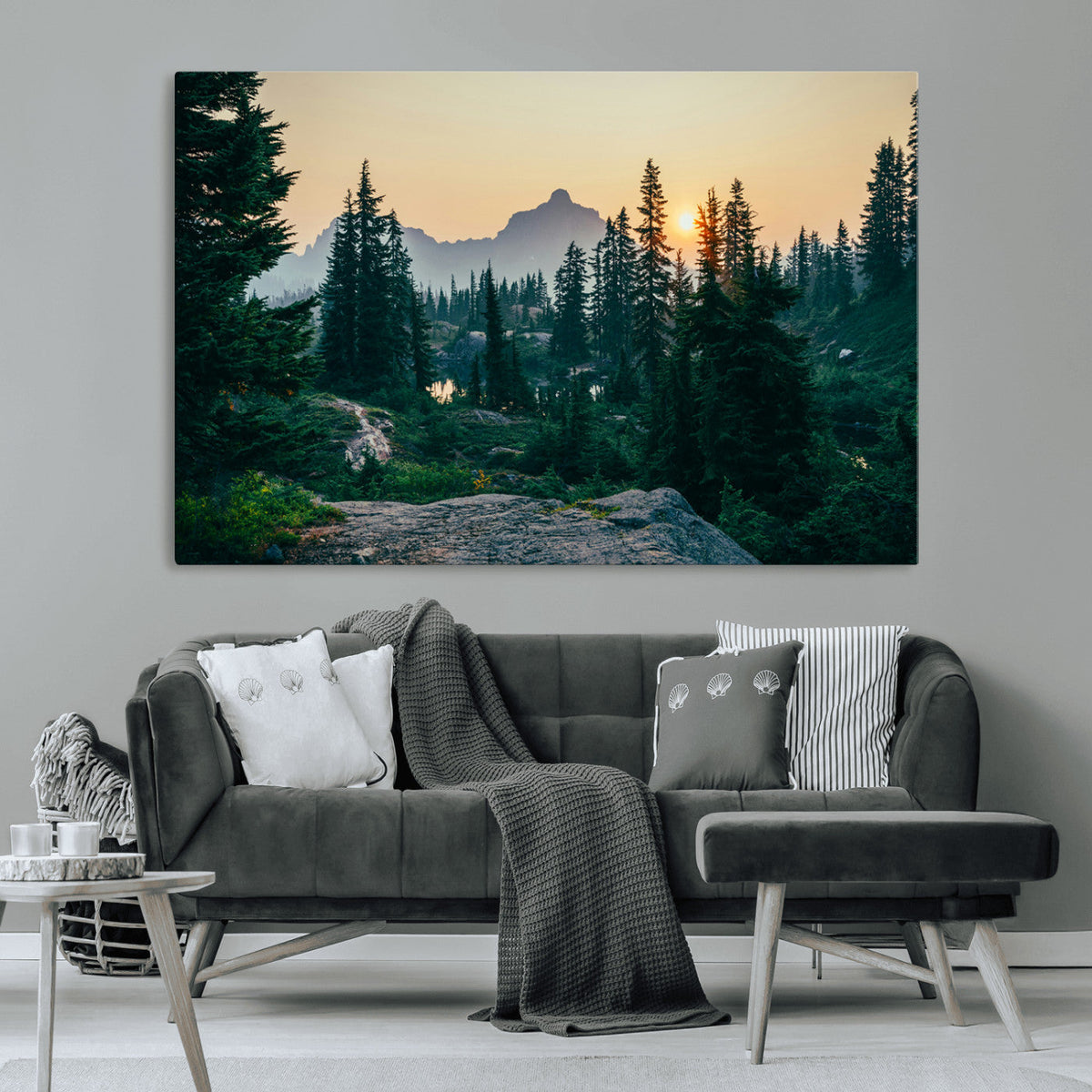 Mountain Landscape Wall Art Canvas Print – Framed Forest