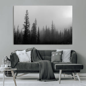 Misty Pines Wall Art Canvas Print – Framed Woodland
