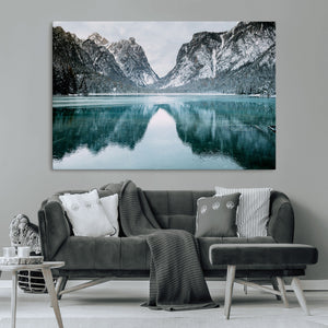 Mountain Lake Wall Art Canvas Print – Framed Toblacher See
