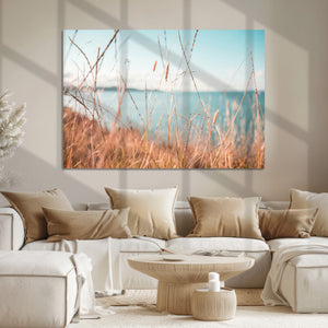 Coastal Grass Landscape Wall Art Canvas Print – Golden