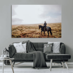 Cowboy Wall Art Canvas Print – Framed Western Ranch Scene