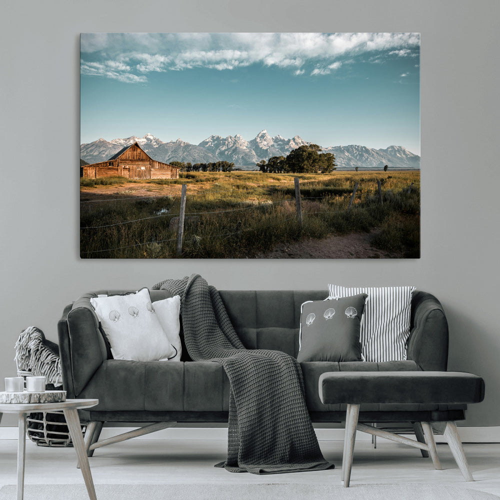 Rustic Farmhouse Wall Art Canvas Print – Framed Mountain