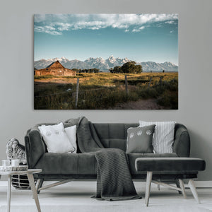 Rustic Farmhouse Wall Art Canvas Print – Framed Mountain