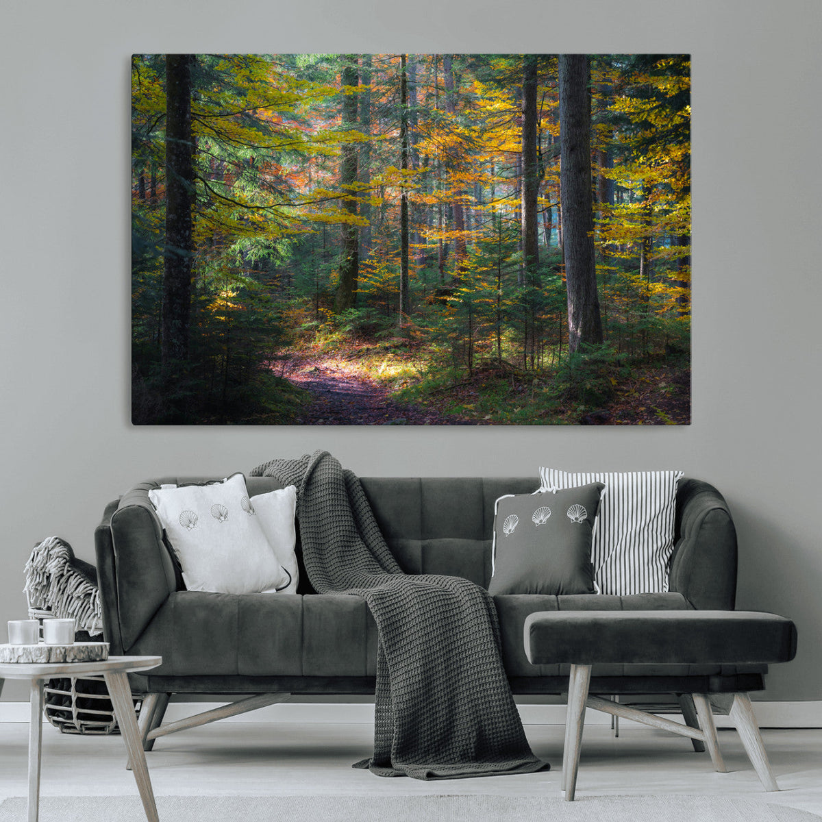 Autumn Forest Wall Art Canvas Print – Framed Fall Woodland
