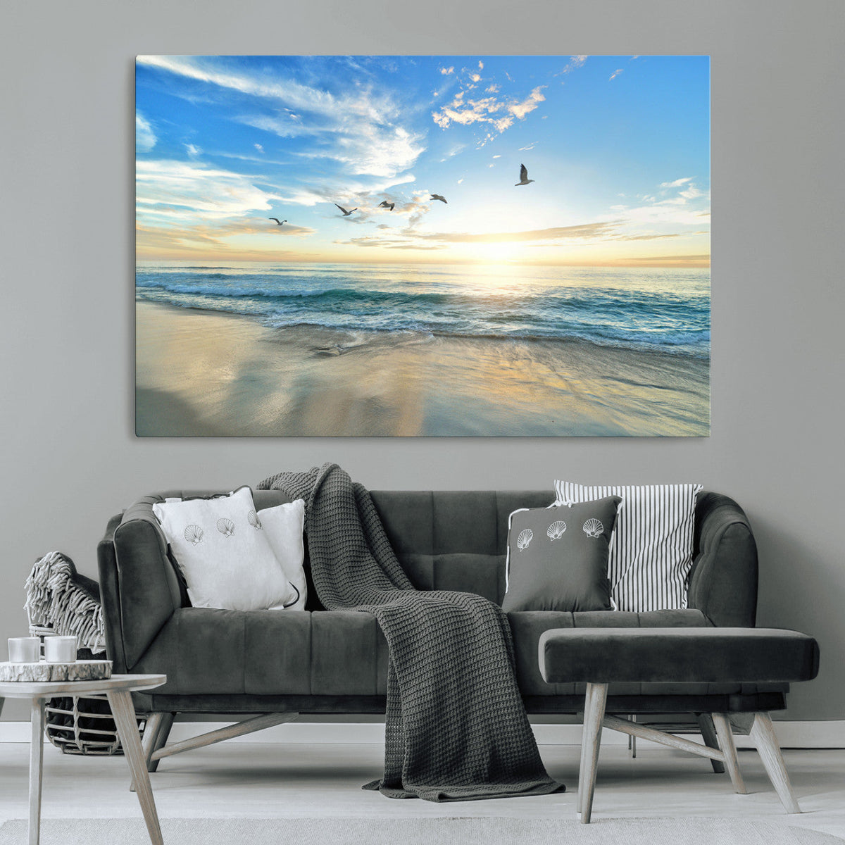 Minimalist Seaside Wall Art Canvas Print – Morning Glow