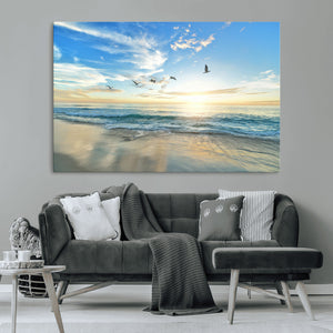 Minimalist Seaside Wall Art Canvas Print – Morning Glow