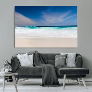 Ocean Breeze Wall Art Canvas Print, Aqua Waves and Coastal