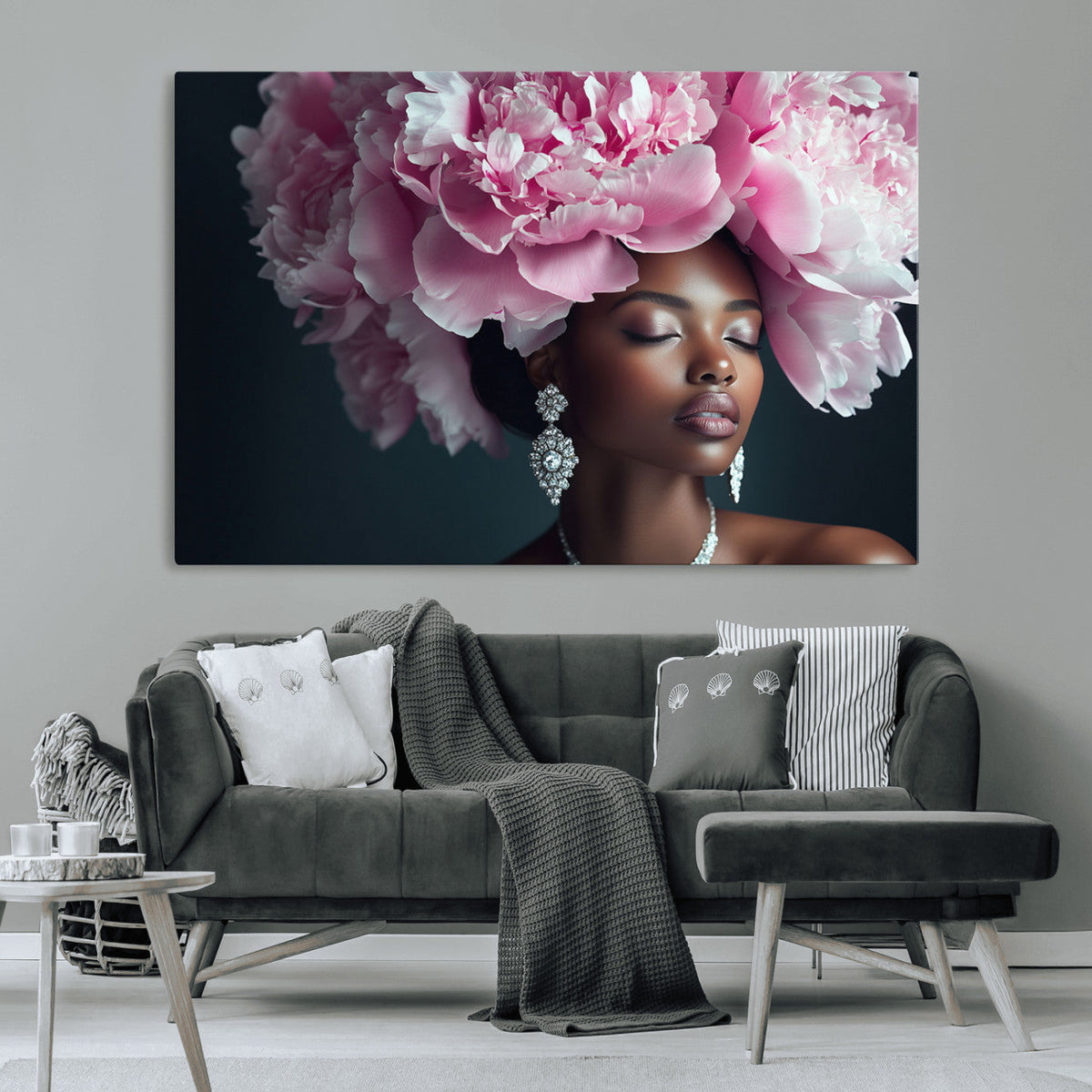 Black Beauty Petal Crown Wall Art Canvas Print – Floral