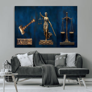 Lady Justice Wall Art Canvas Print – Elegant Gold Legal
