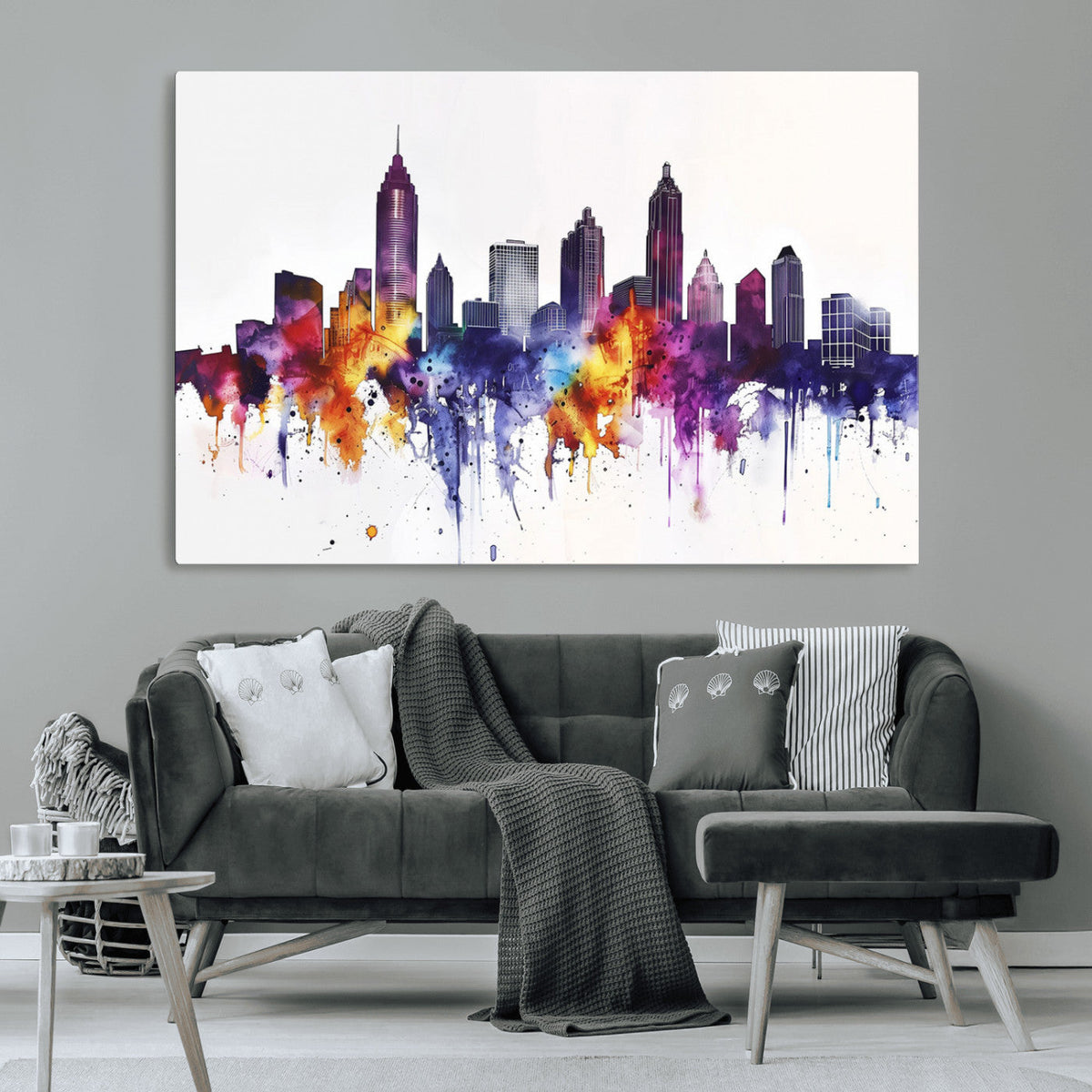 Atlanta Skyline Wall Art Canvas Print – Framed Colorful