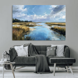 Marshland Wall Art Canvas Print – Serene Water Reflection