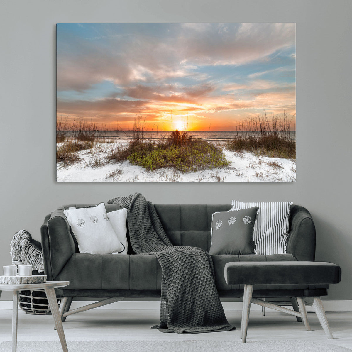 Sunset Beach Wall Art Print – Coastal Canvas Ocean Landscape