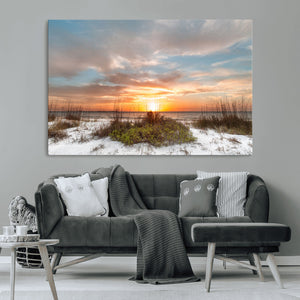Sunset Beach Wall Art Print – Coastal Canvas Ocean Landscape