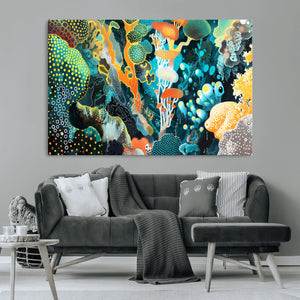 Vivid Underwater Coral Reef Wall Art Canvas Print,