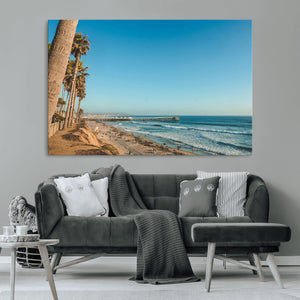 Scenic Beach Wall Art Canvas Print – Tall Palm Trees, Sandy