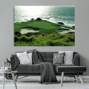Coastal Golf Course Wall Art Canvas Print – Scenic Green
