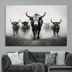 Texas Longhorn Wall Art Canvas Print, Framed Speckled Cow