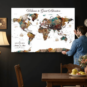 Customizable Framed World Map Canvas Print – Personalized