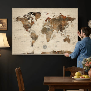 World Map Canvas Print – Framed Detailed Map of the World