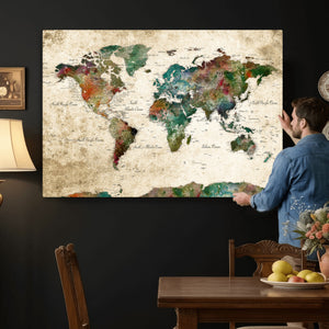 World Map Canvas Print – Framed Detailed Map of the World