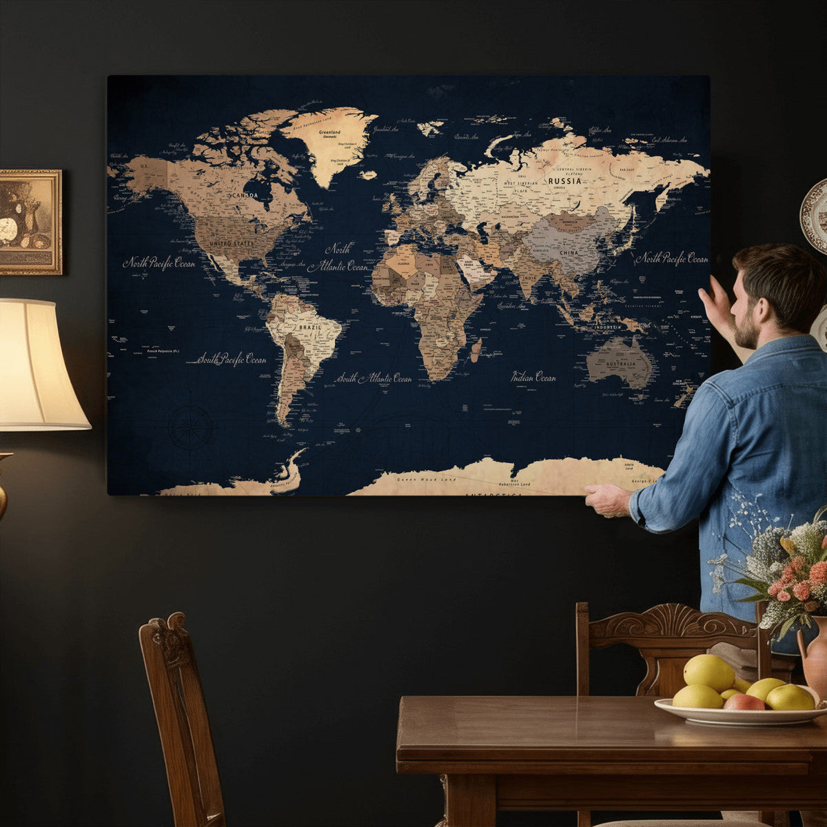 World Map Canvas Print – Detailed Map of the World Wall Art