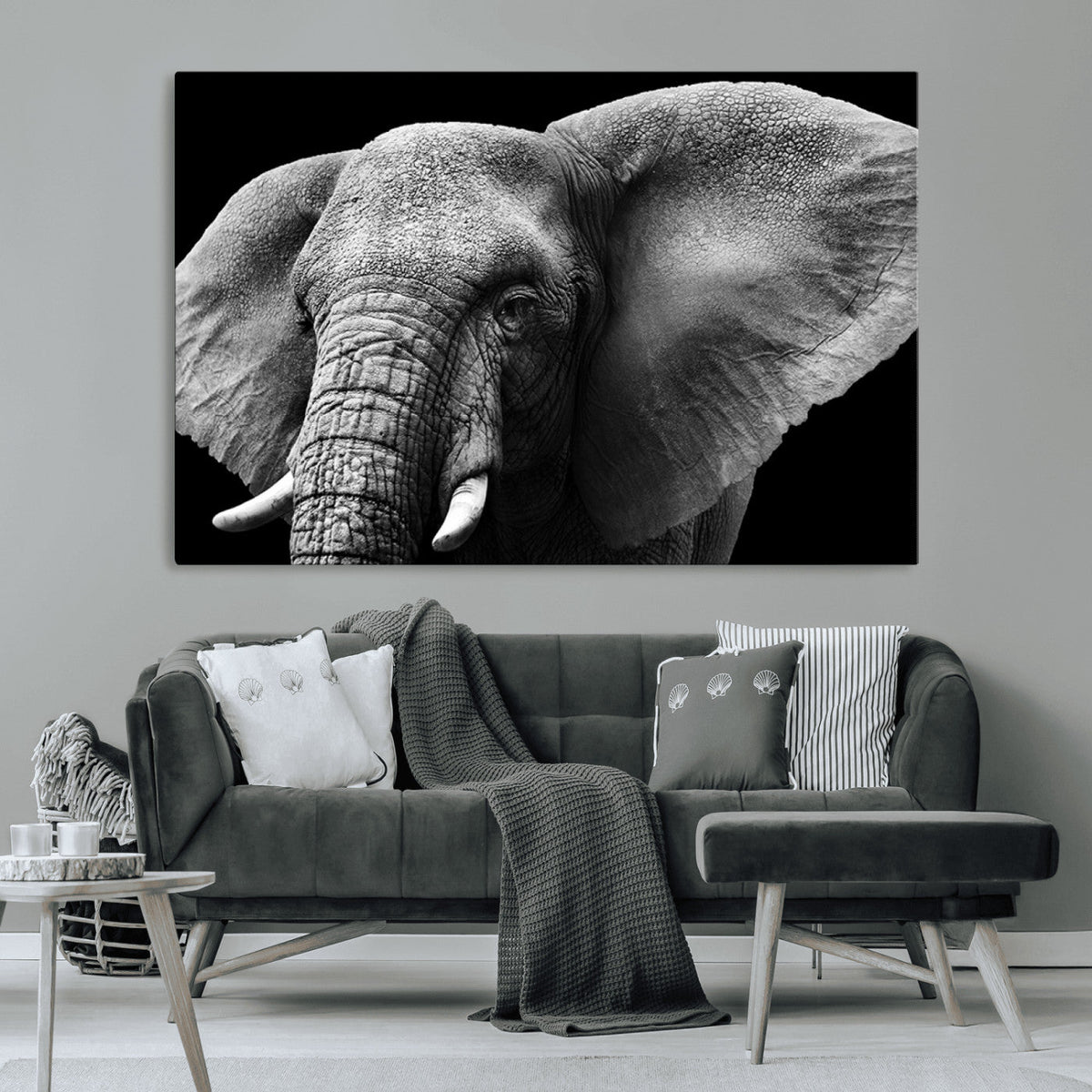 Big Elephant Close Up Wall Art Canvas Print
