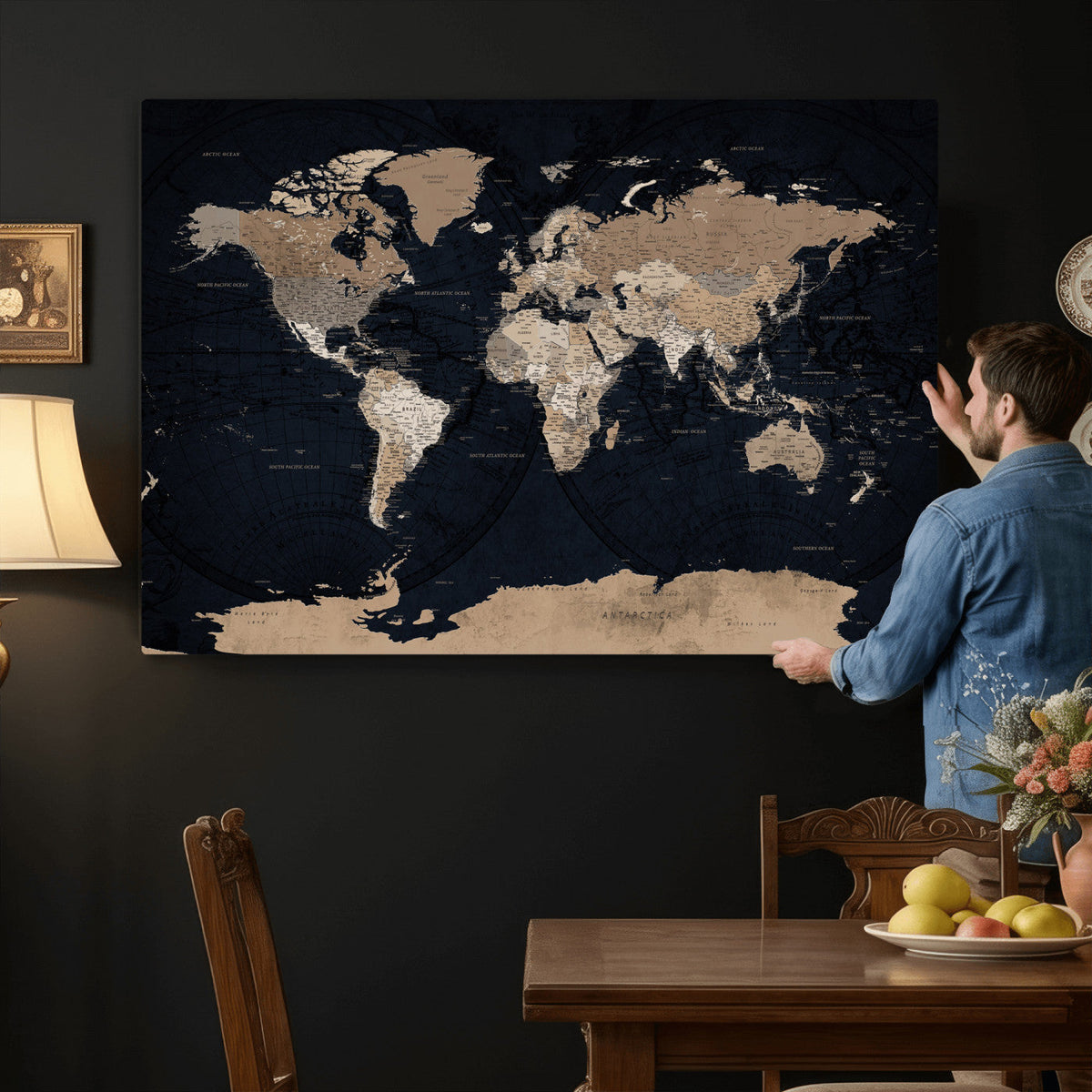 Grunge Wall Art World Map Canvas Print