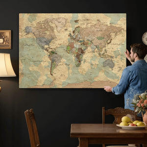 Vintage World Map Wall Art | Ready to Hang and Framed