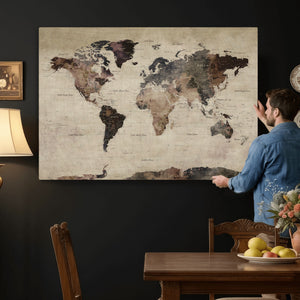 World Map Canvas Print – Detailed Map of the World Adventure