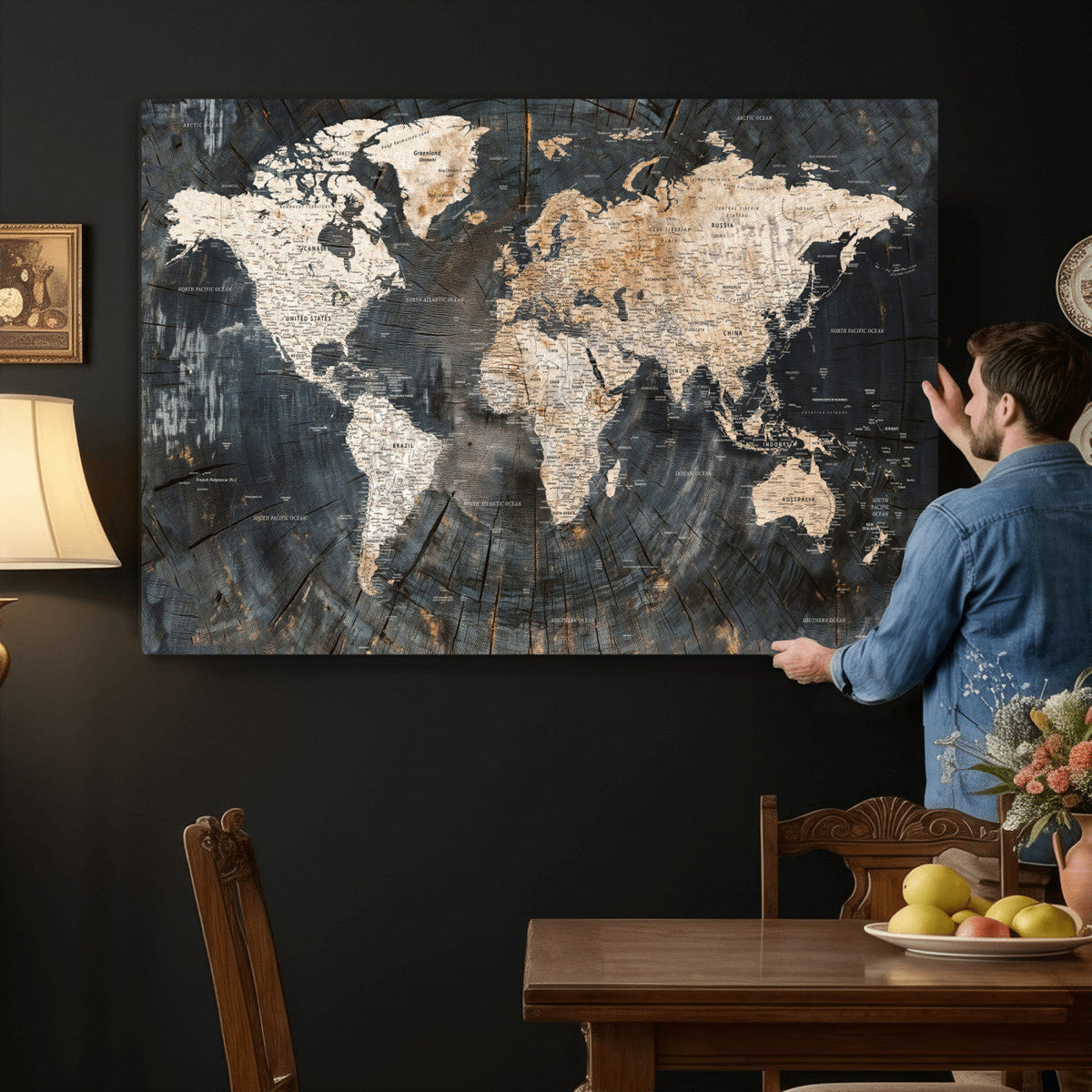 World Map Canvas Print – Detailed Map of the World Wall Art