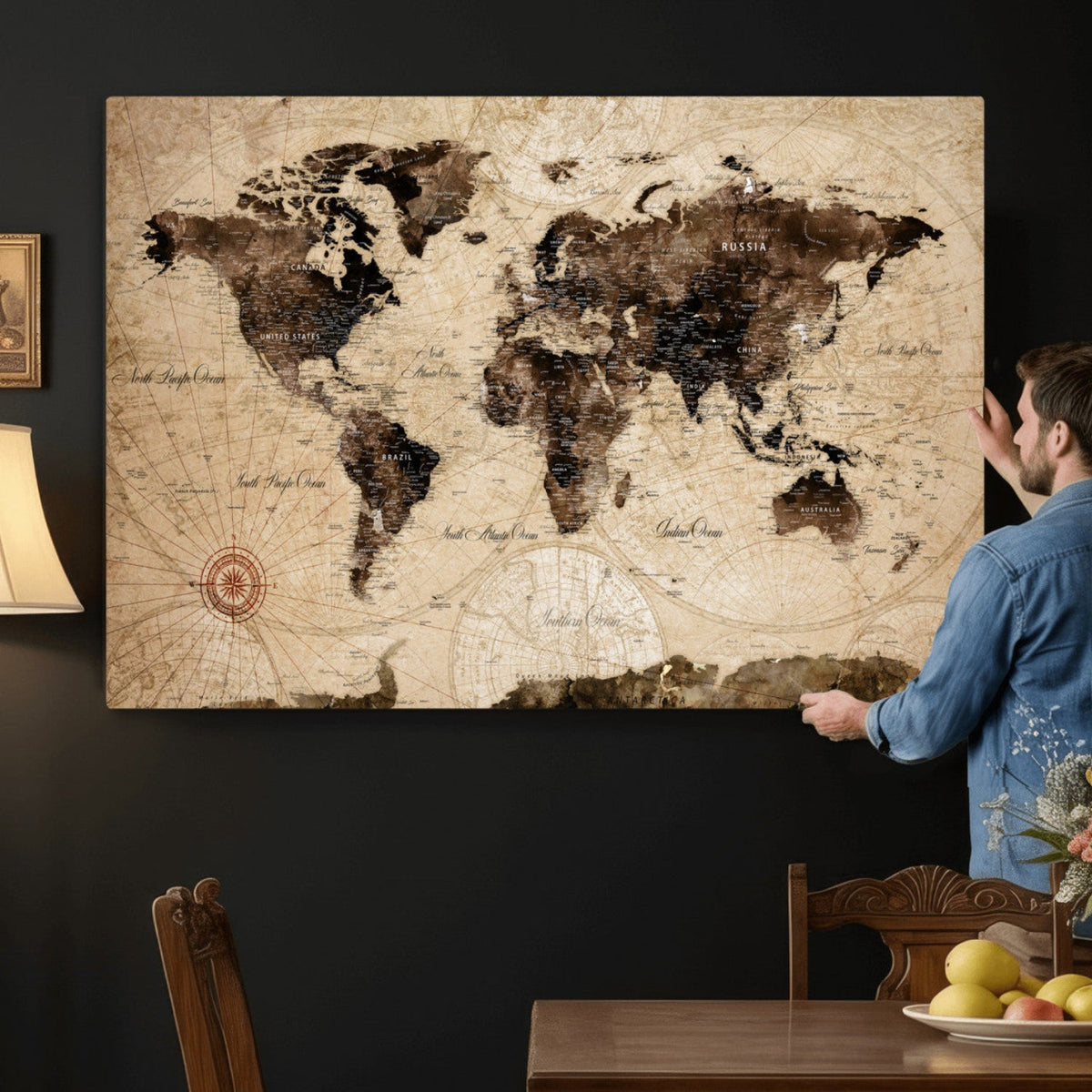World Map Wall Art Canvas Print
