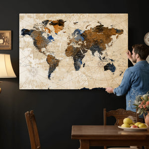 World Map Canvas Print – Framed Travel Map Wall Art for