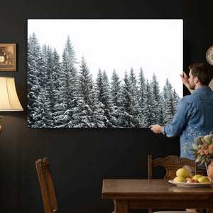 Misty Mountain Forest Canvas Print, Foggy Pine Trees Nature