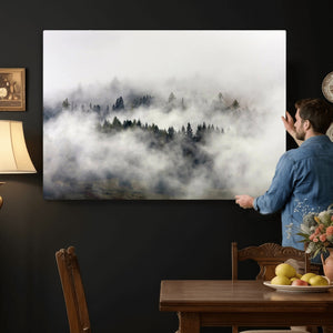 Foggy Forest Wall Art Canvas Print, Misty Pine Tree