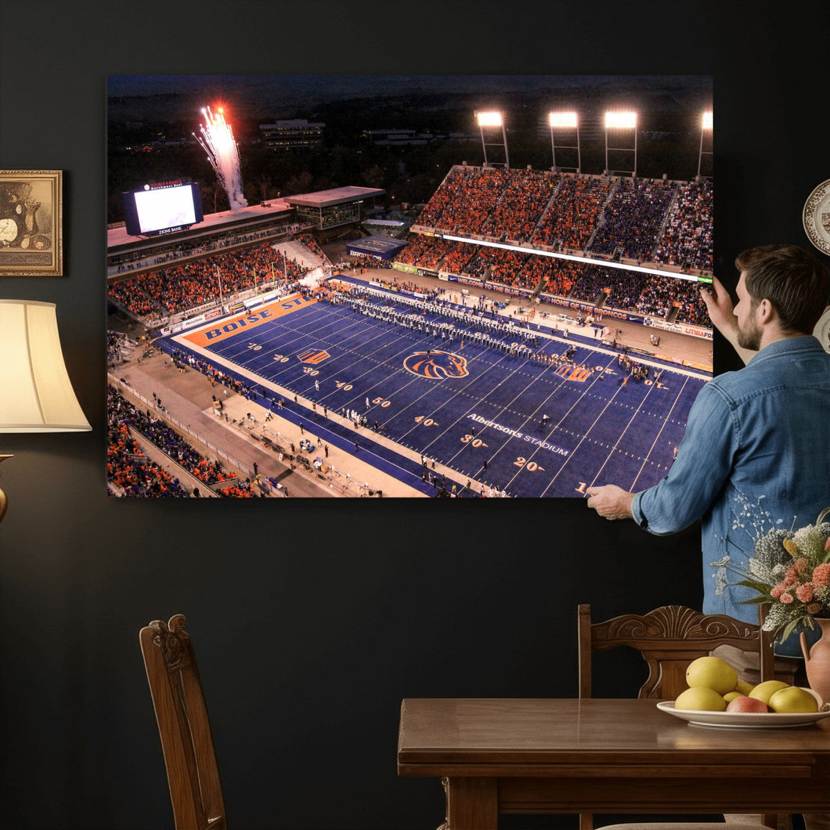 Boise State Stadium Large Wall Art Canvas Print for Living