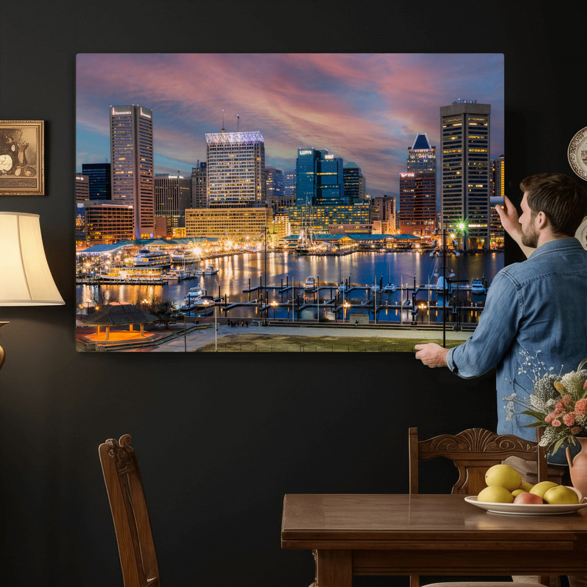 Baltimore Skyline Wall Art Canvas Print, Baltimore Downtown