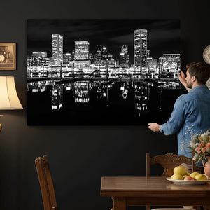 Baltimore Skyline Wall Art Canvas Print, Baltimore Downtown