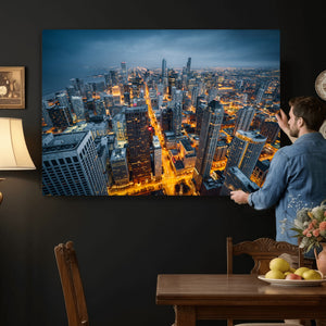 Chicago Wall Art Canvas Print - Chicago City Downtown Night