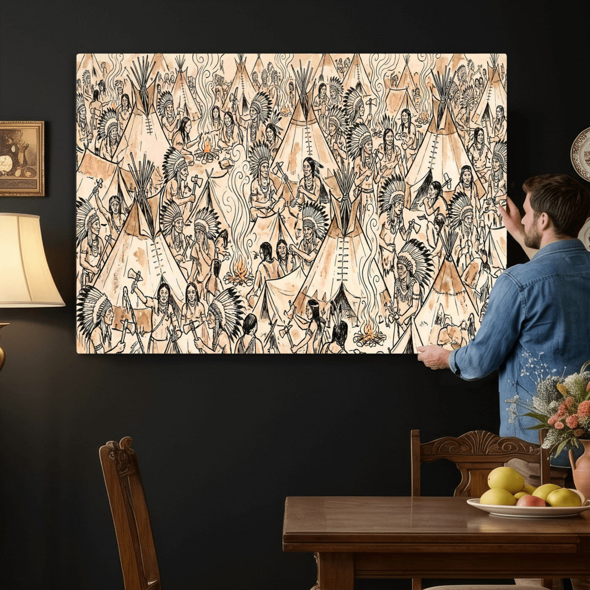 Native American Indian Wall Art Canvas Print - Abstract