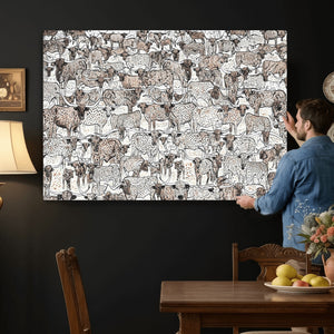 Abstract Texas Cow Wall Art Canvas Print - Farm Longhorn