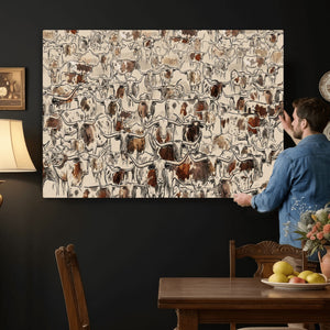 Abstract Longhorn Wall Art Canvas Print - Farm Animal