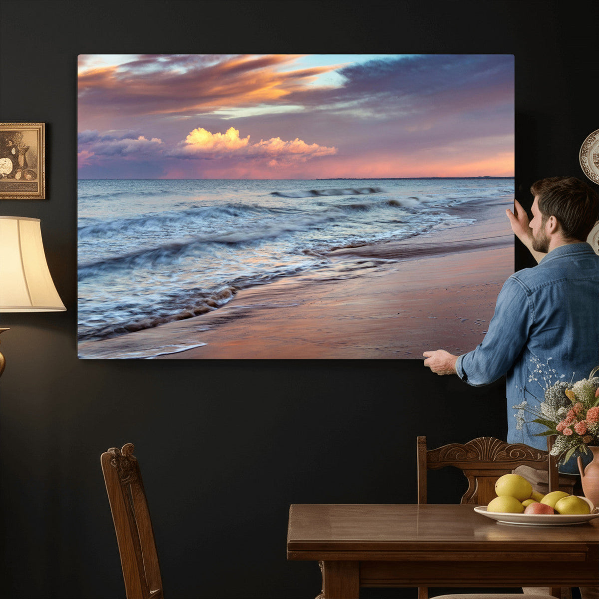 Ocean Sunset Wall Art Canvas Print – Coastal Beach