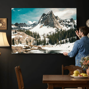 Snowy Mountain Wall Art Canvas Print, Alpine Pine Forest